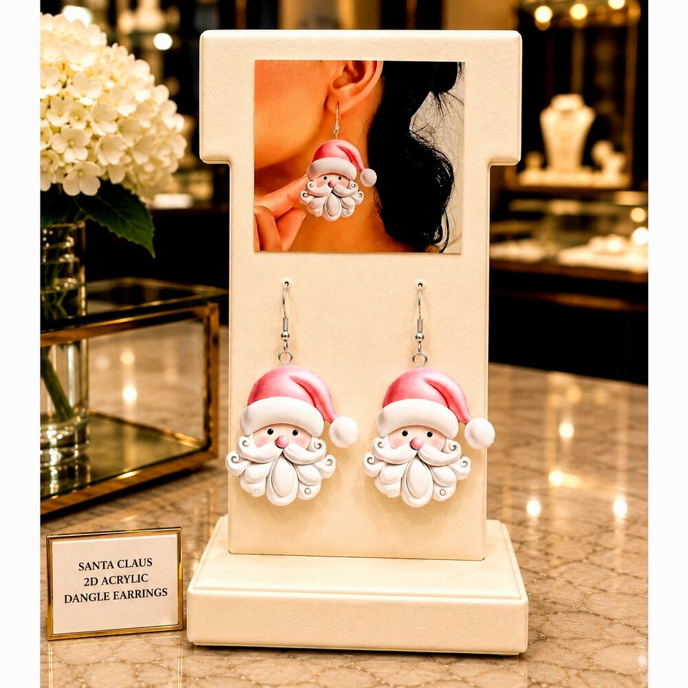 Santa Claus 2D Acrylic Dangle Cute Earrings